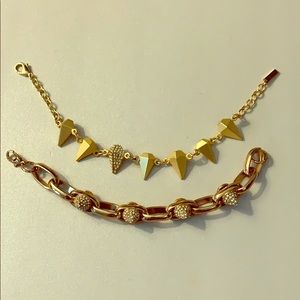 Two rhinestone gold stud bracelets